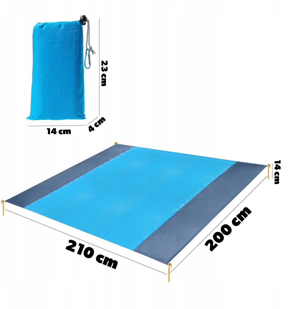 Kadax BEACH MAT PICNIC POCKET PAPLŪDŽIO ANTKLĖ 200x210 ATSPIRUS VANDENIUI + silkė