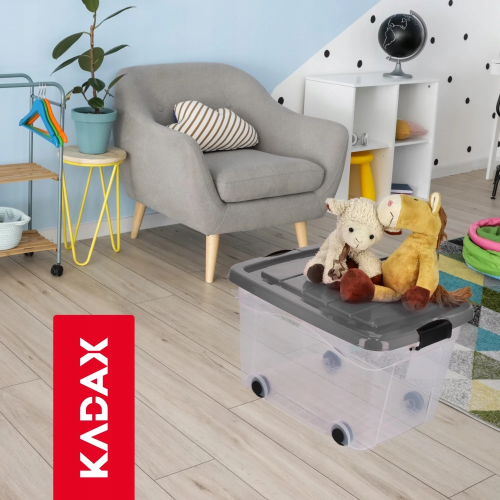 Kadax DIDELĖ ŽAISLŲ KONTEERŲ DĖŽĖ DĖŽĖ ANT RATŲ PLASTIKAS DIDELIS 40L