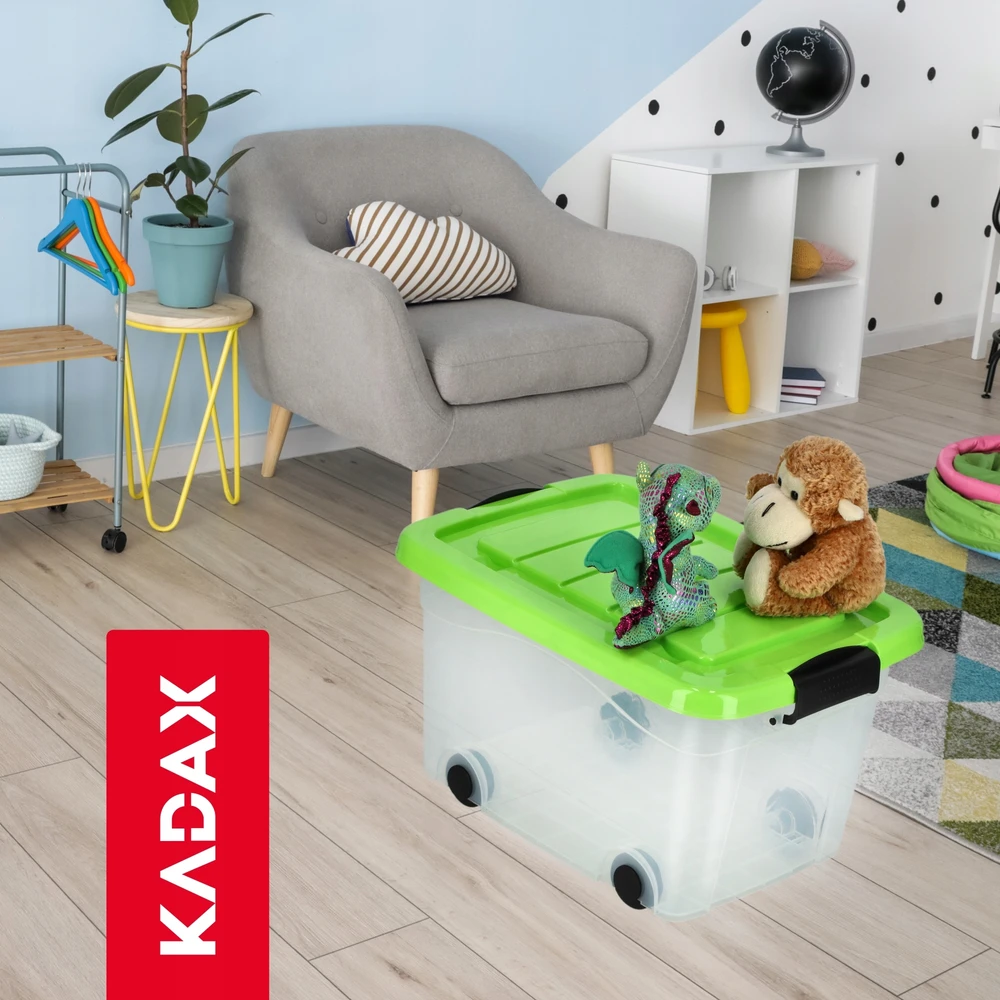Kadax DIDELĖ ŽAISLŲ KONTEERŲ DĖŽĖ DĖŽĖ ANT RATŲ PLASTIKAS DIDELIS 20L