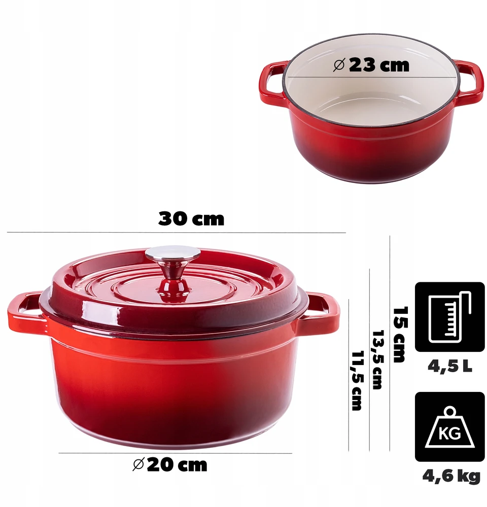 Kadax EMALINIS KETUS PUODAS 4,5 L SU DANGIU DUJINĖS DIDELIOS KROSTELĖS 23 cm