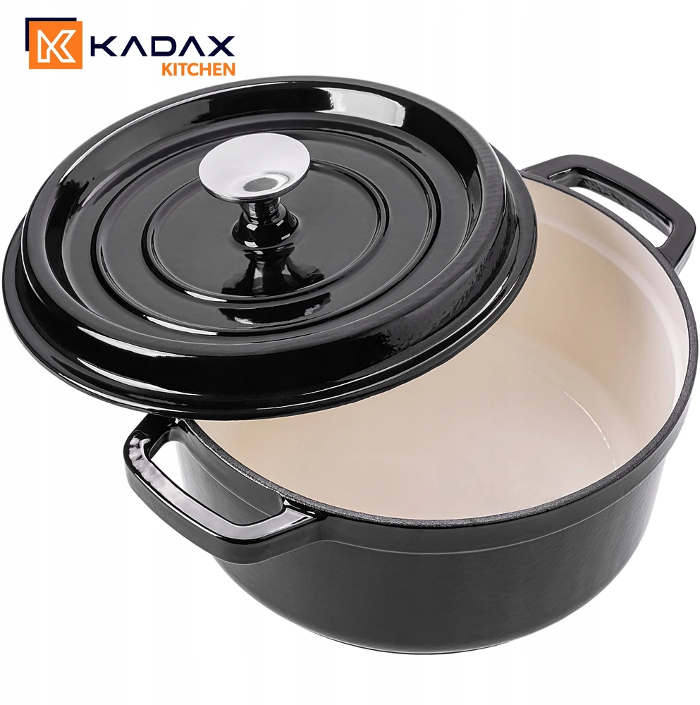 Kadax EMALINIS KETUS PUODAS 4,5L SU DANGIU DUJINĖ KROSTELĖ JUODA 23cm
