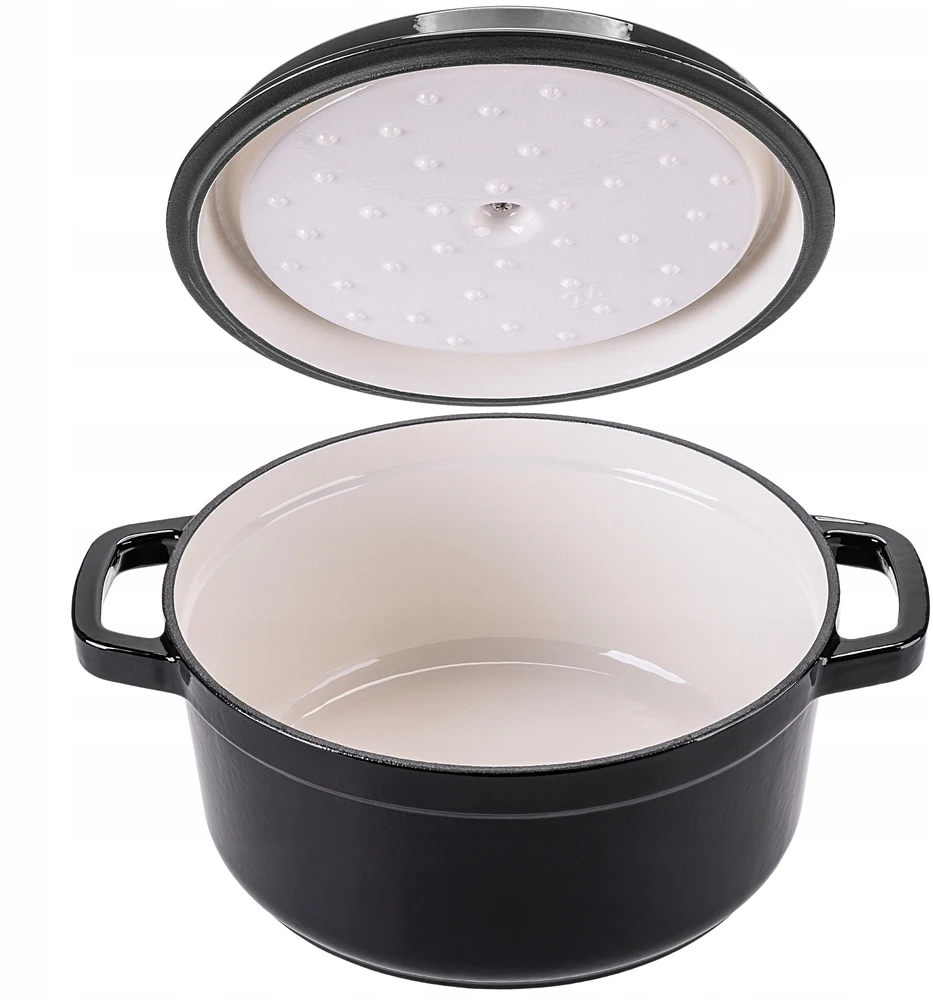 Kadax EMALINIS KETUS PUODAS 4,5L SU DANGIU DUJINĖ KROSTELĖ JUODA 23cm