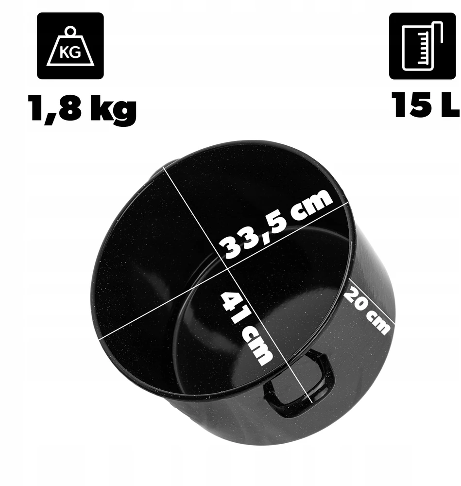 Kadax EMALINIS POWIDLAK PUODAS 15L PASTERIZACIJAI BIGOS SU dangteliu, 33cm aukščio