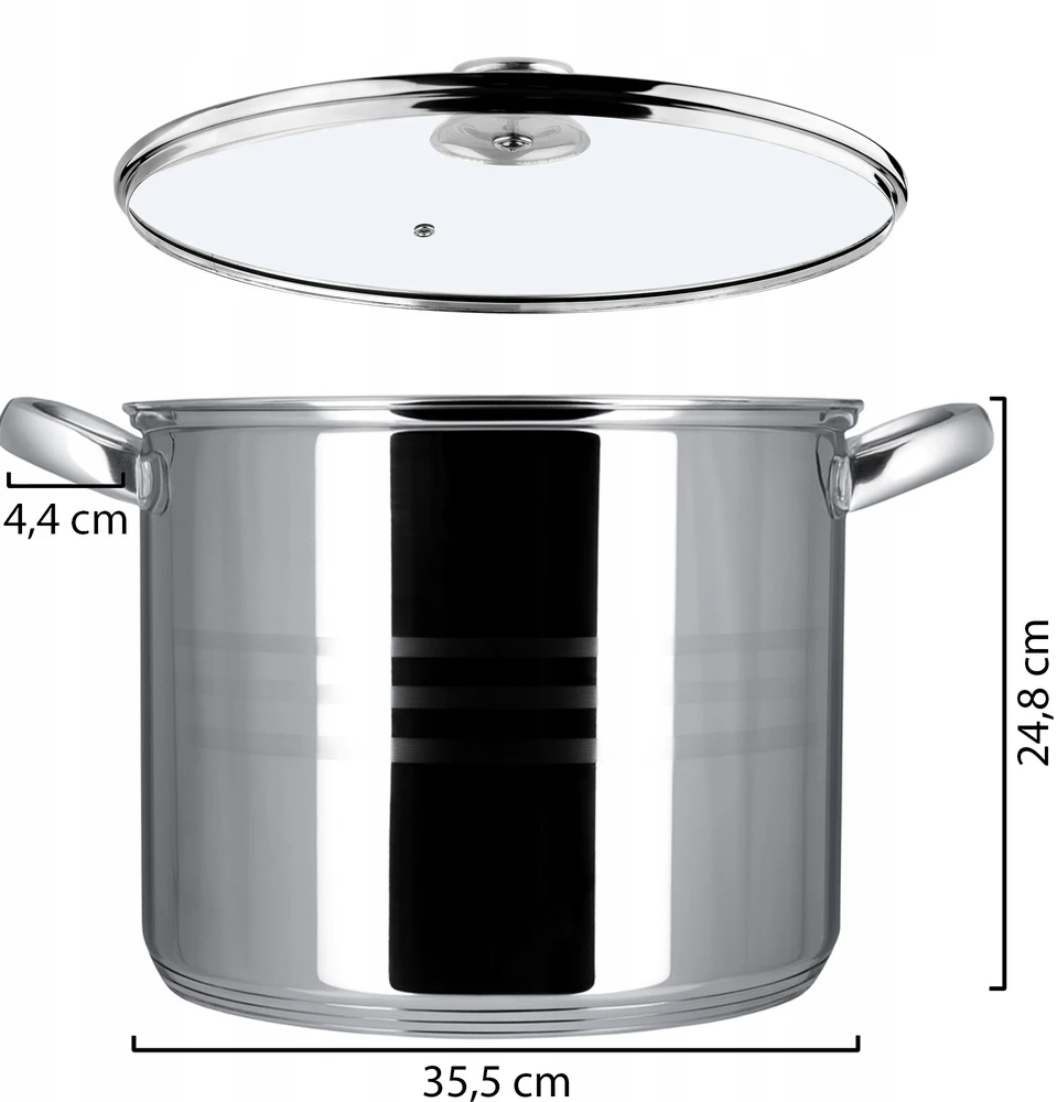 Kadax INDUKCINIS PUODAS, DUJINĖS, DIDELIS, NERŪDijančio plieno, 34 cm, 21 L, AUKŠTAS