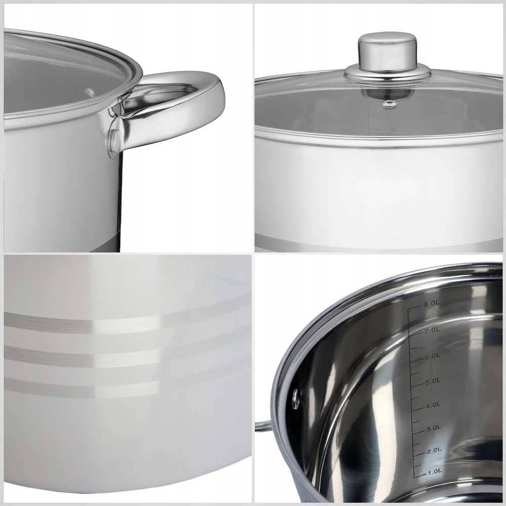Kadax INDUKCINIS PUODAS, DUJINĖS, DIDELIS, NERŪDijančio plieno, 32 cm, 18 L, AUKŠTAS