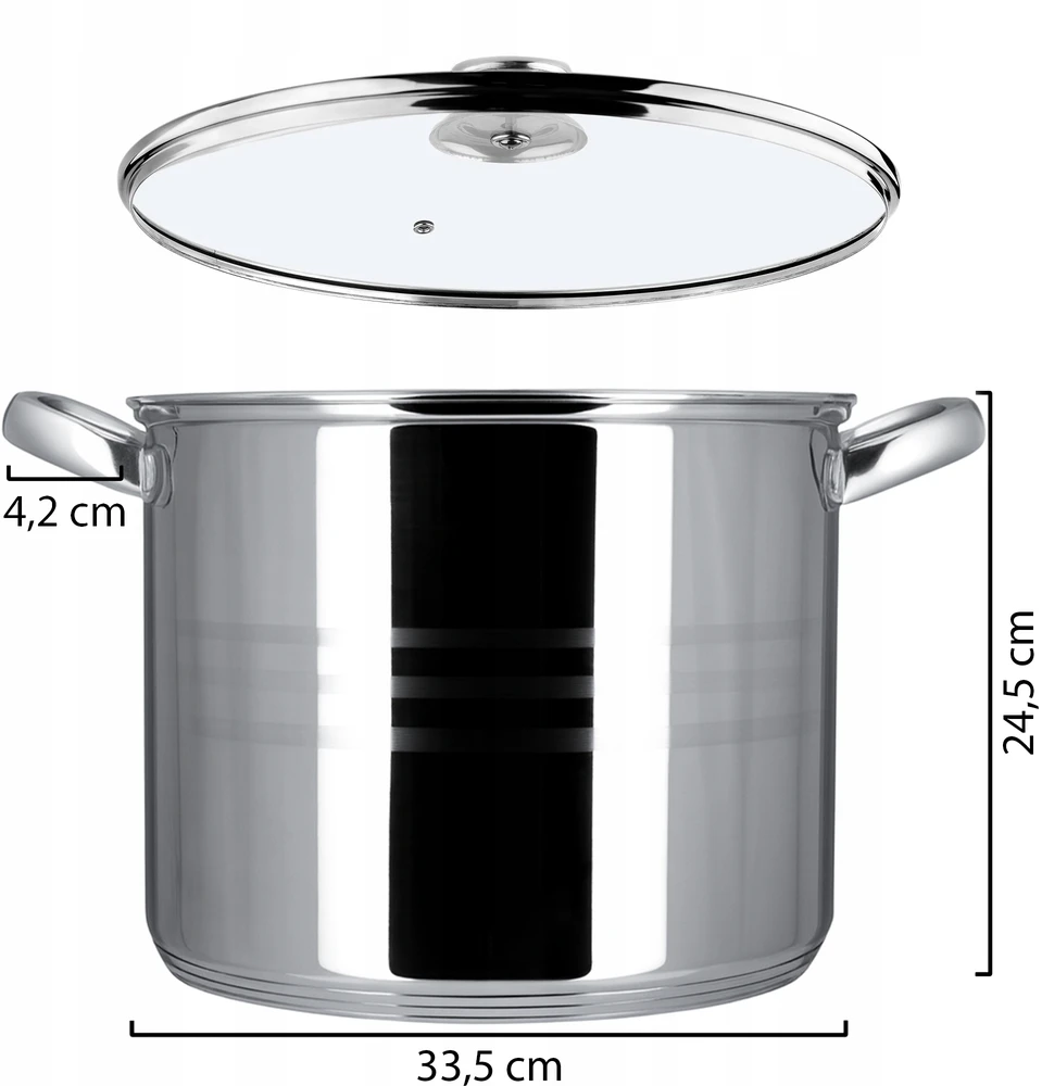 Kadax INDUKCINIS PUODAS, DUJINĖS, DIDELIS, NERŪDijančio plieno, 32 cm, 18 L, AUKŠTAS