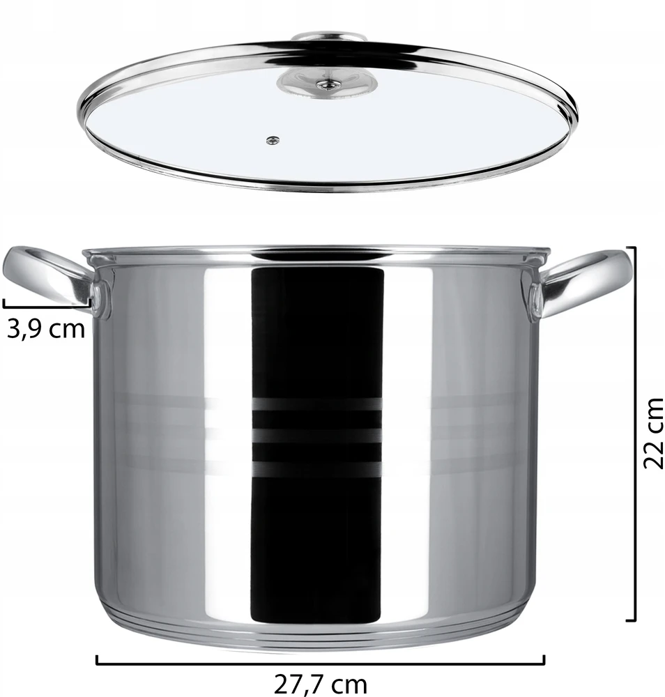 Kadax Plieninis puodas su dangteliu Indukcinis Bigos 26cm 11L