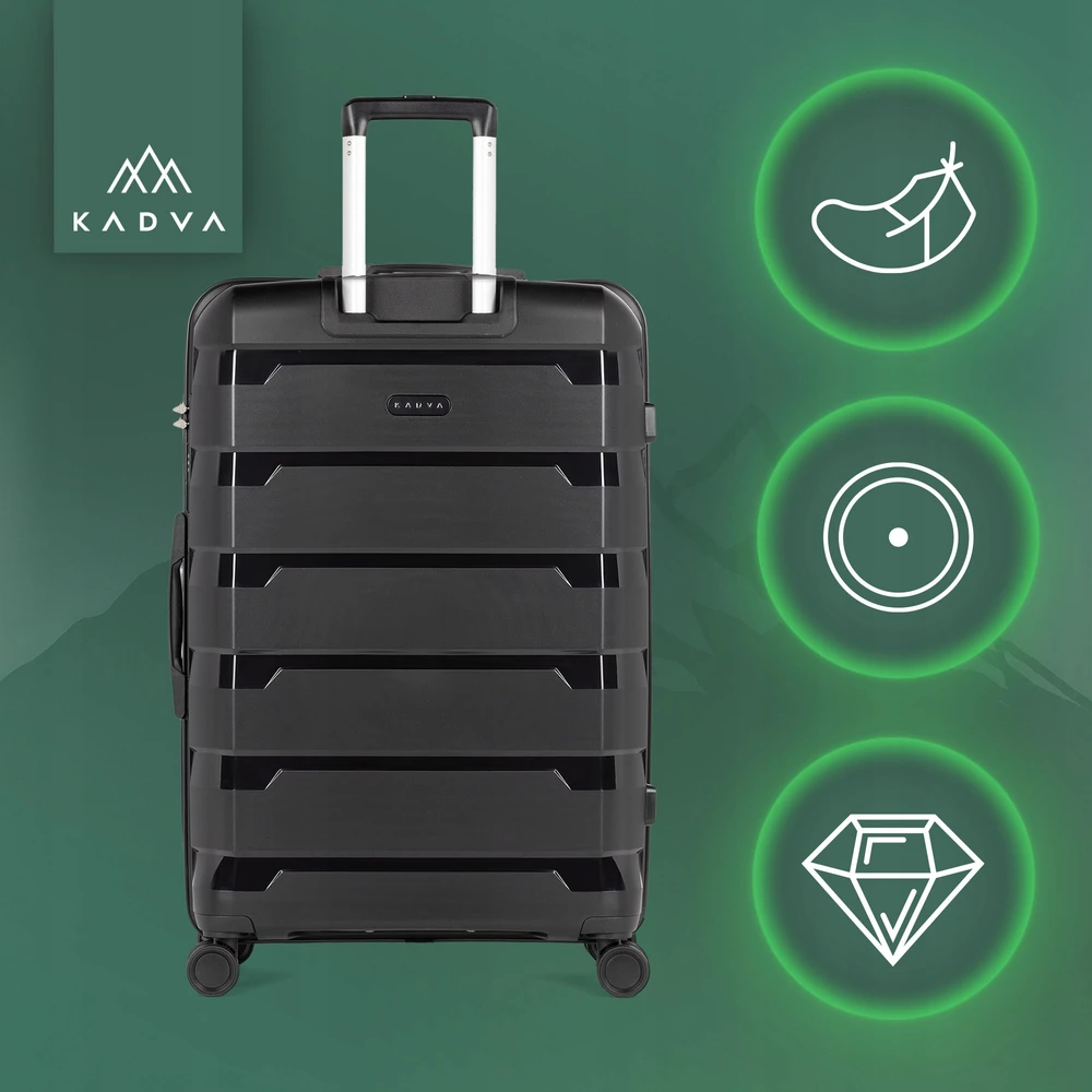 KADVA Cayes kelioninis lagaminas 113l 77x51x31 cm DIDELIS ANT RATAS KIETUS BAGAŽAS