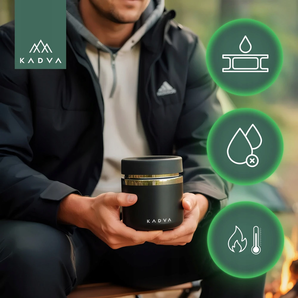KADVA Eater izoliuotas pietų indelis 600 ml juodas Termosas MAISTUI