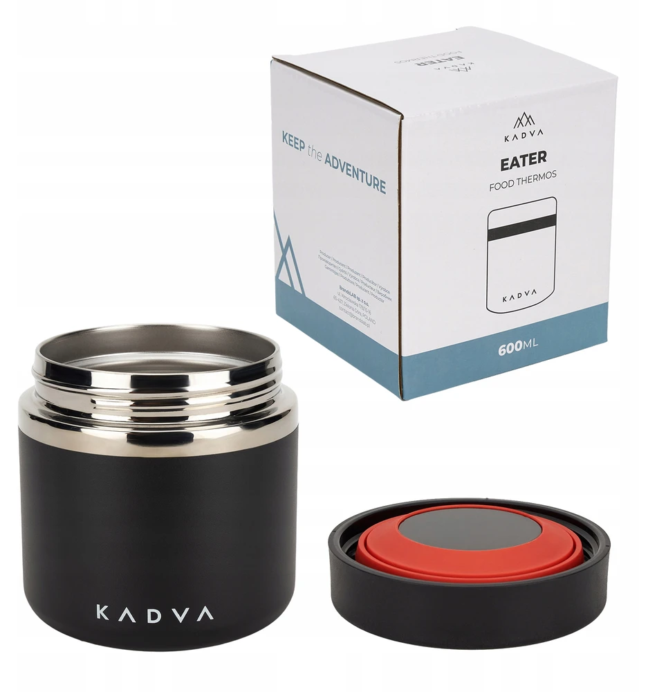 KADVA Eater izoliuotas pietų indelis 600 ml juodas Termosas MAISTUI