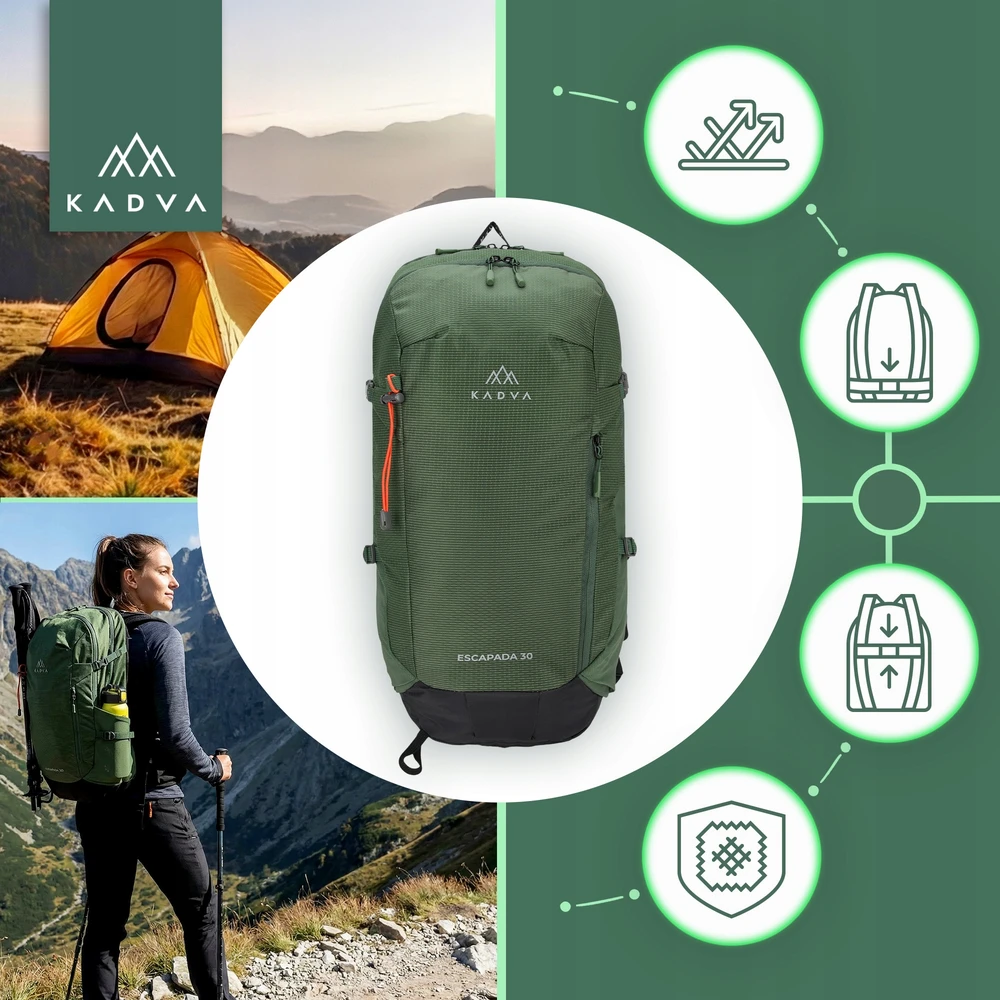 KADVA ESCAPADA TOURING KUPRINĖ 30l Žalias MOUNTAIN TREKKING DENGALIS