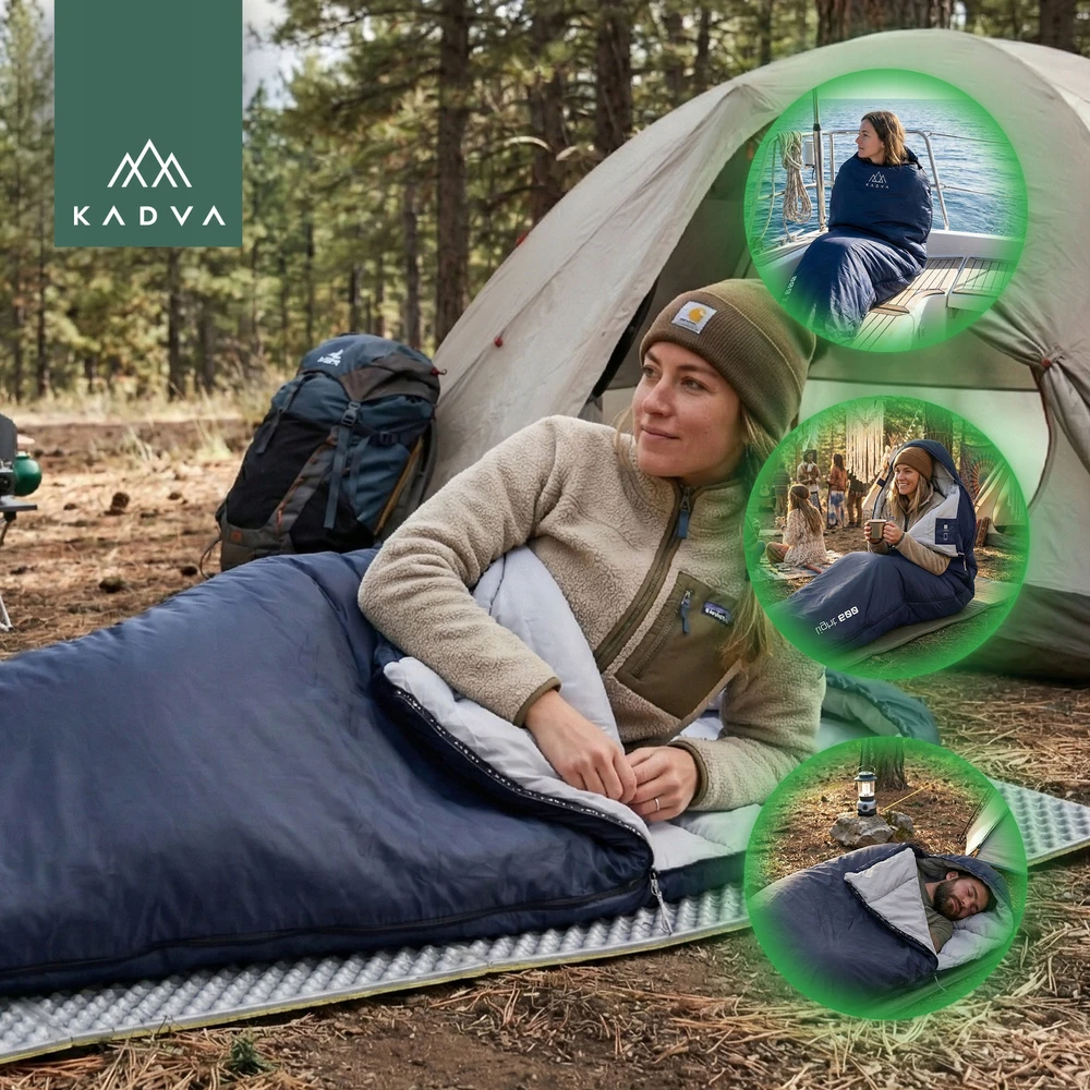 KADVA Light 600 L miegmaišis kairysis tamsiai mėlynas Tourist 220x80 TERMĖ IZOLIACIJA