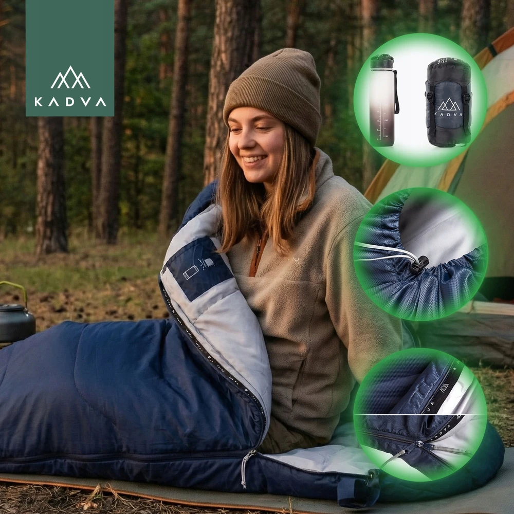 KADVA Light 600 L miegmaišis kairysis tamsiai mėlynas Tourist 220x80 TERMĖ IZOLIACIJA