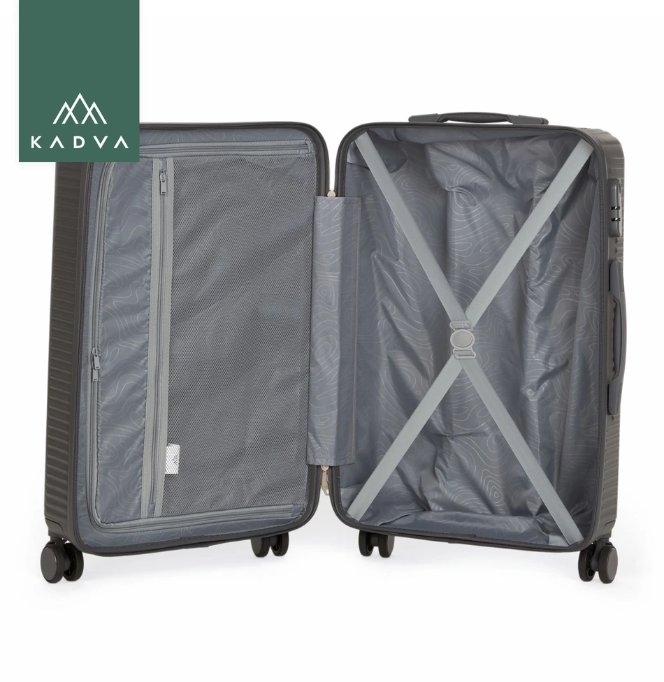KADVA Palero kelioninis lagaminas 64l pilkas MEDIUM ON WHEELS BAGAŽAS ABS HARD