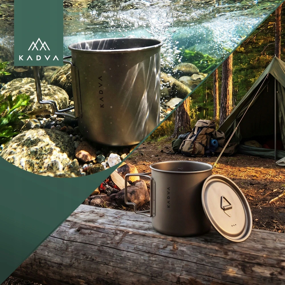 KADVA TITANIUM TOURIST puodukas / 650ml / LIGHT 120g / sulankstomas + dangtelis