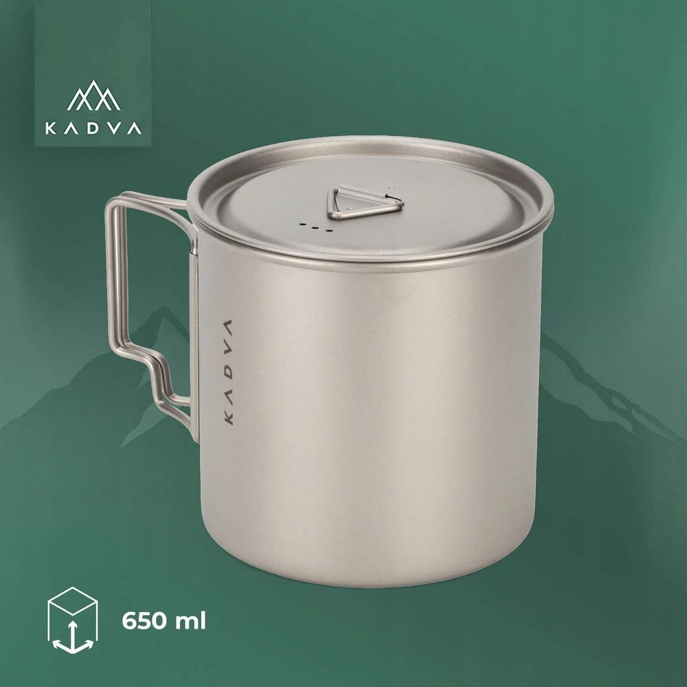 KADVA TITANIUM TOURIST puodukas / 650ml / LIGHT 120g / sulankstomas + dangtelis