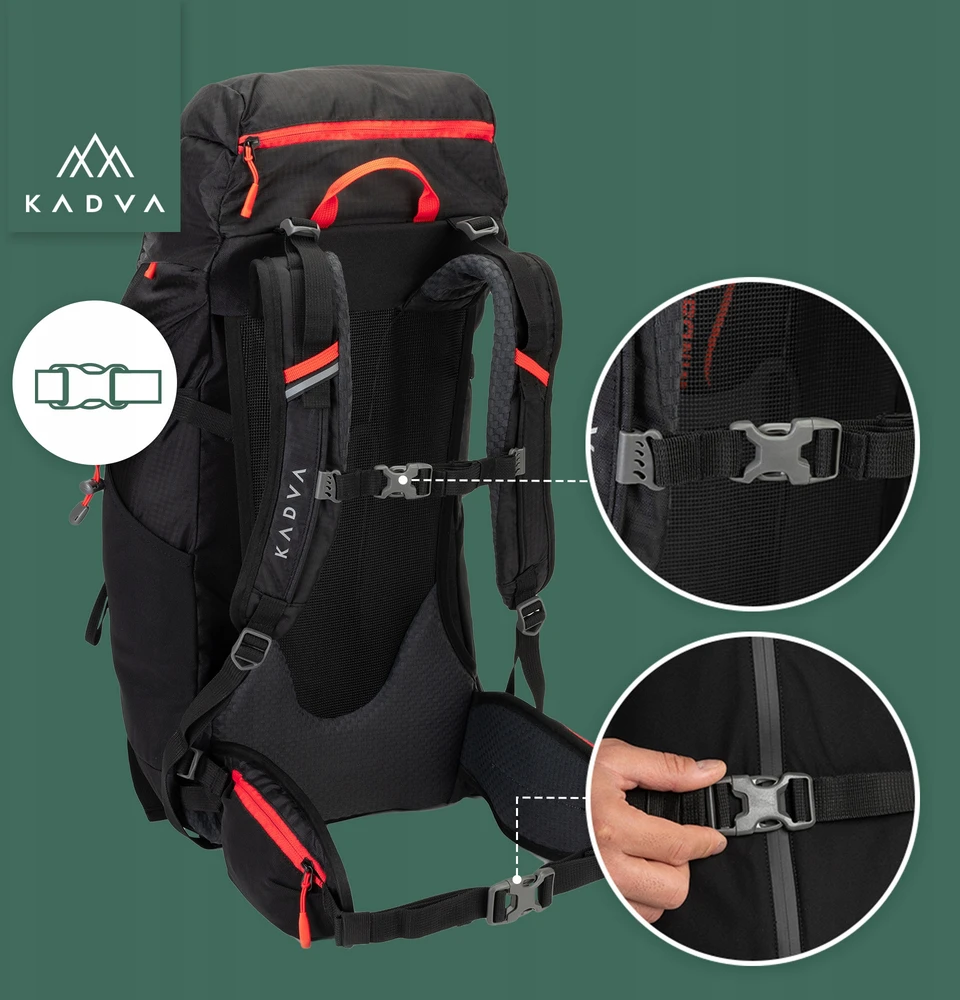 KADVA VAGABUNDO ŽYGIŲ KUPRINĖ 40l Juodas KALNŲ TREKKINĖ DENGALIS