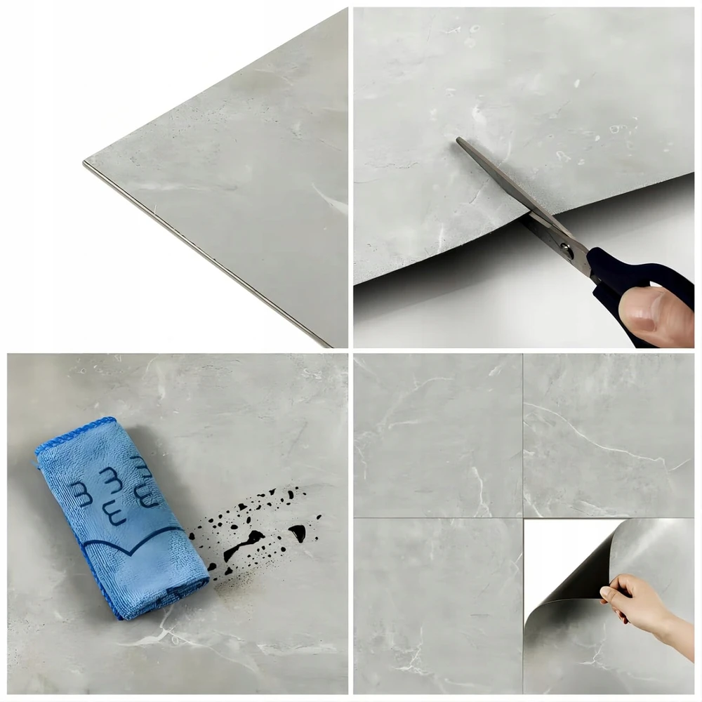 Kaem 10 vnt HODE VINILO PLOKŠČIŲ 30 x 60 x 0,15 cm PVC SKAITYTI APRAŠYMĄ ŠVIESI PILKA