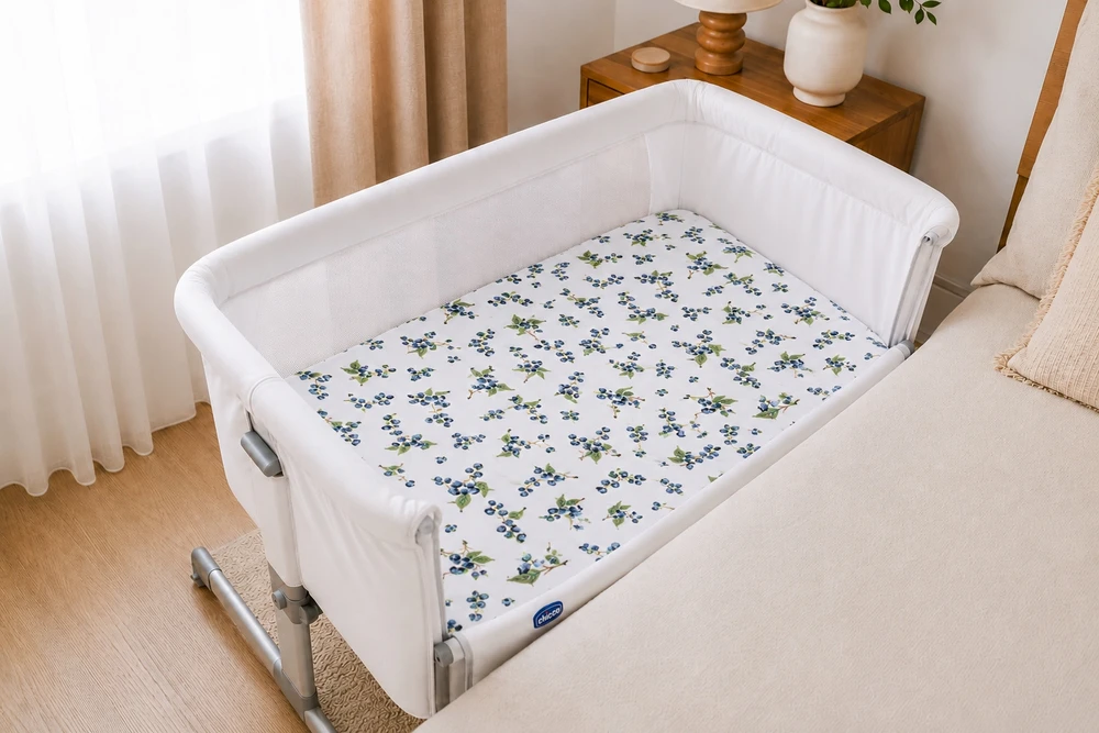 Kaia Baby MUSLINO PATALŠĖ PAPILDOMAMS LOVAMS 50x82-86 Uogos
