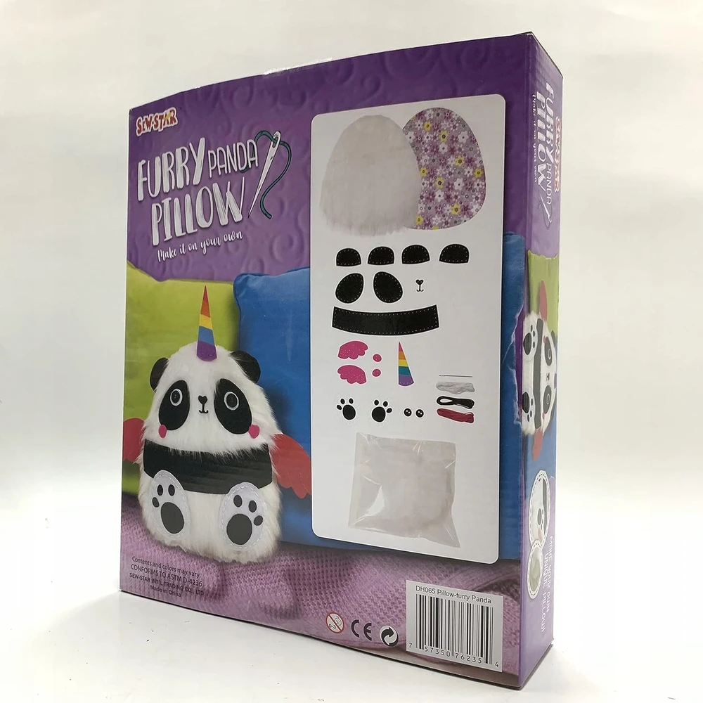 Kailių Panda pagalvių siuvimo rinkinys vaikams „pasidaryk pats“ dovana