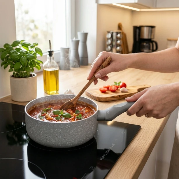 Kaistuvas aluminiowy Florina Isla 16 cm 1,1 l smėlio spalva nieprzywierający