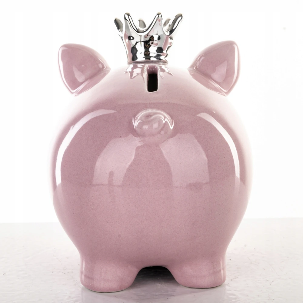 Kaj PIGGY BANK 13 CM KERAMIKOS ATIDARYTA DOVANA MERGAITĖMS VAIKAMS