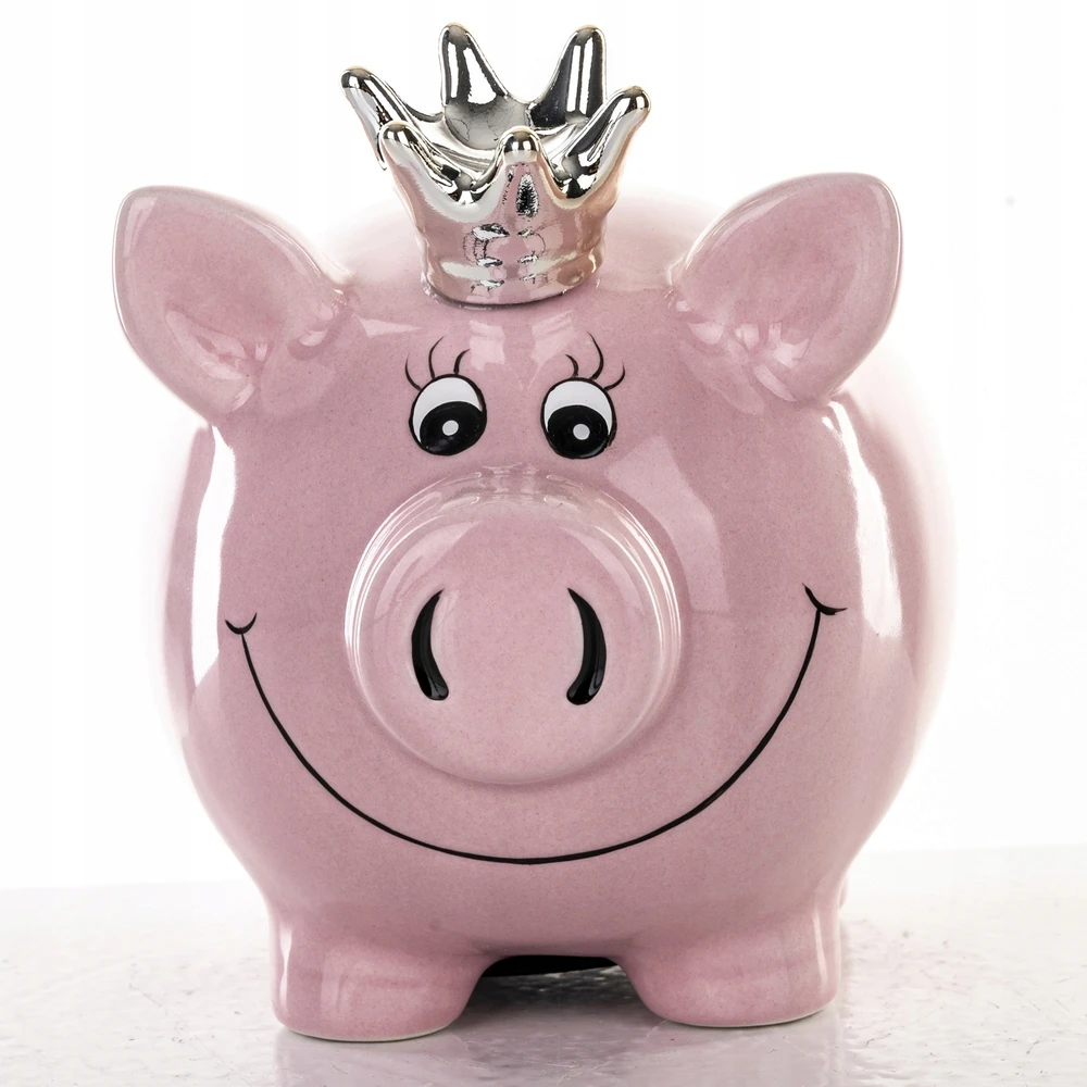 Kaj PIGGY BANK 13 CM KERAMIKOS ATIDARYTA DOVANA MERGAITĖMS VAIKAMS