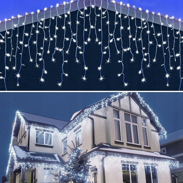 kalėdinių lempučių girlianda ŠALTAI BALTOS 300 LED