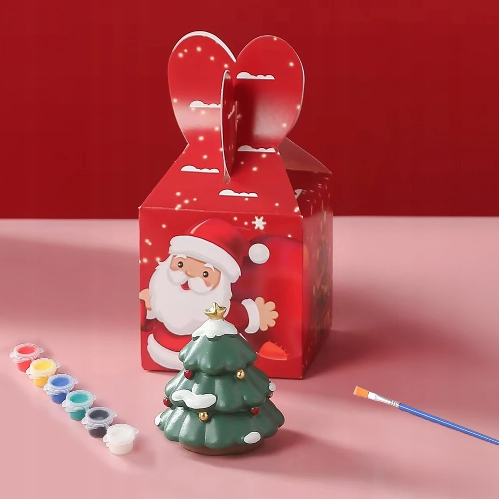 Kalėdų paveikslo figūrėlė gipsinė eglutė 6,5 cm rinkinys su dažais ir teptuku artmaker