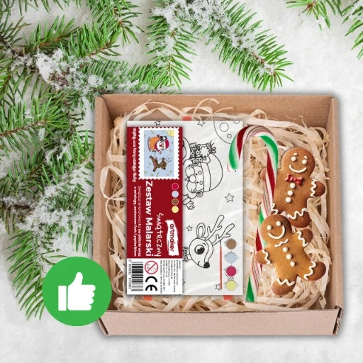 Kalėdų tapybos rinkinys molbertas + teptukas + dažai + drobė 10x15 cm Kalėdų Senelio rogės Artmaker