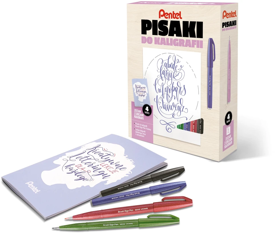 Kaligrafiniai rašikliai - 4 vnt. rinkinys. PENTEL