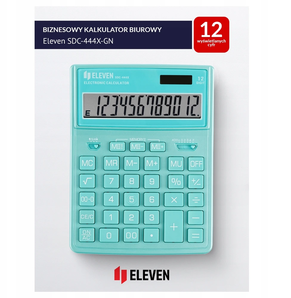 Kalkulator Eleven Eleven Kalkulator SDC-444XRGNE žalia 12-cyfrowy wyświetlacz