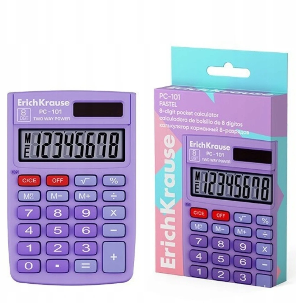 KALKULATOR KIESZONKOWY ERICHKRAUSE PC-101 8 CYFR Violetinis DLA DZIECKA