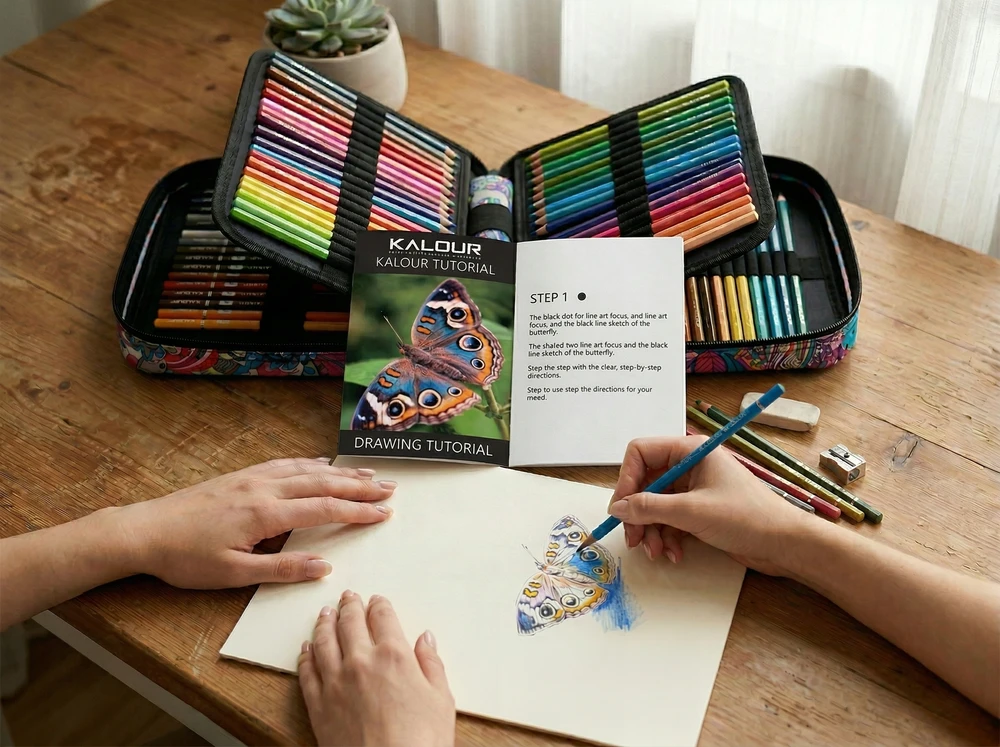 Kalour kreidelės BRĖŽIMO RINKINYS DAŽYMAS SU DAŽYMO ĮRANGA 77 ELEMENTAI