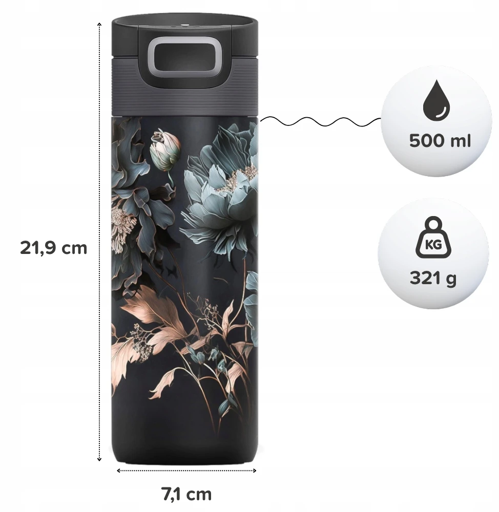 Kambukka Etna 500 ml termo puodelis Dark Flowers riboto tiražas