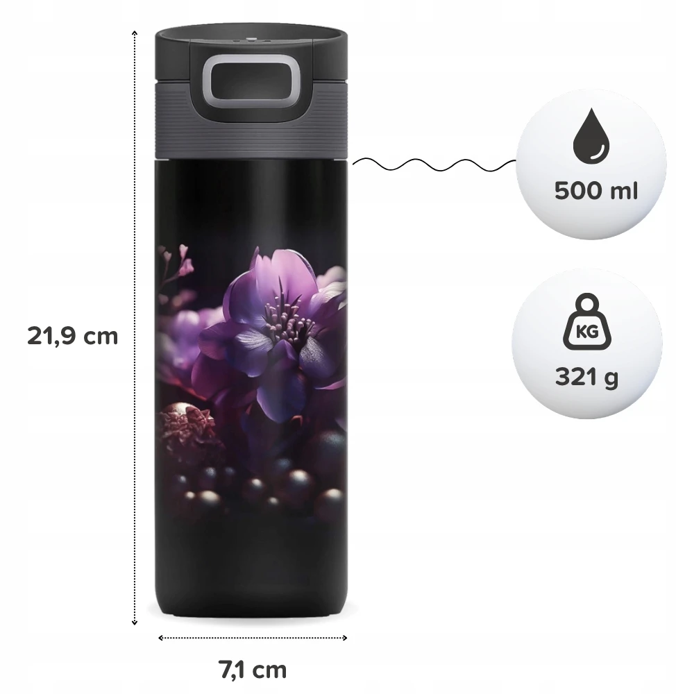 Kambukka Etna 500 ml termo puodelis Violetinė Flower riboto tiražas