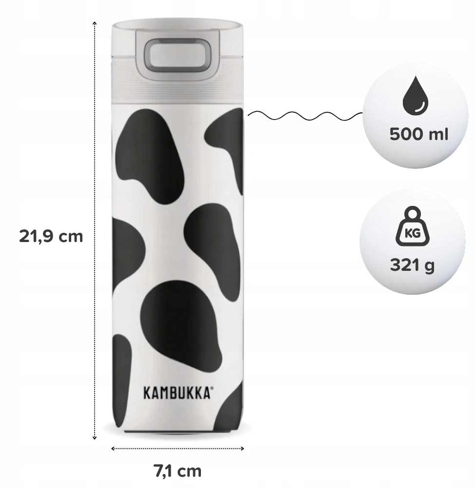 Kambukka Etna 500ml terminis puodelis - limituotas "cow Milky Moo Mood" dizainas