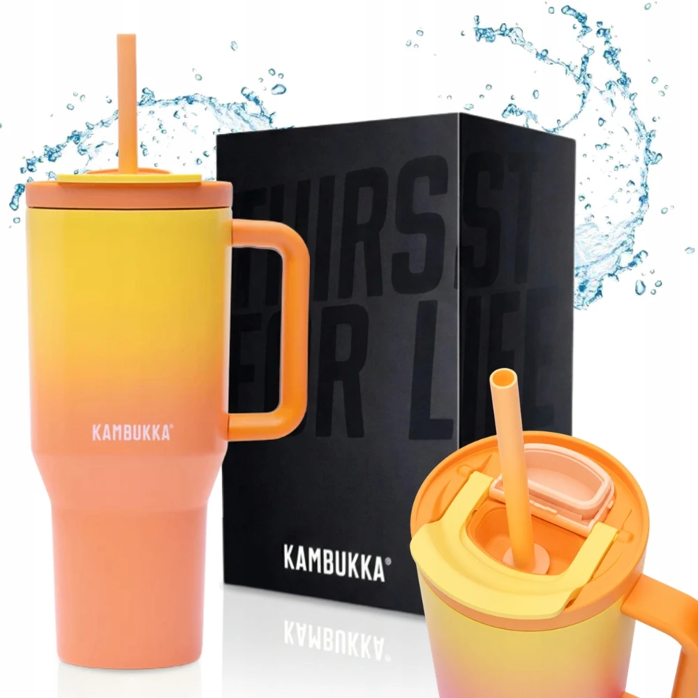 Kambukka Rio Tumbler termopuodelis su šiaudeliais 950ml Soft Sunrise + dėžutė