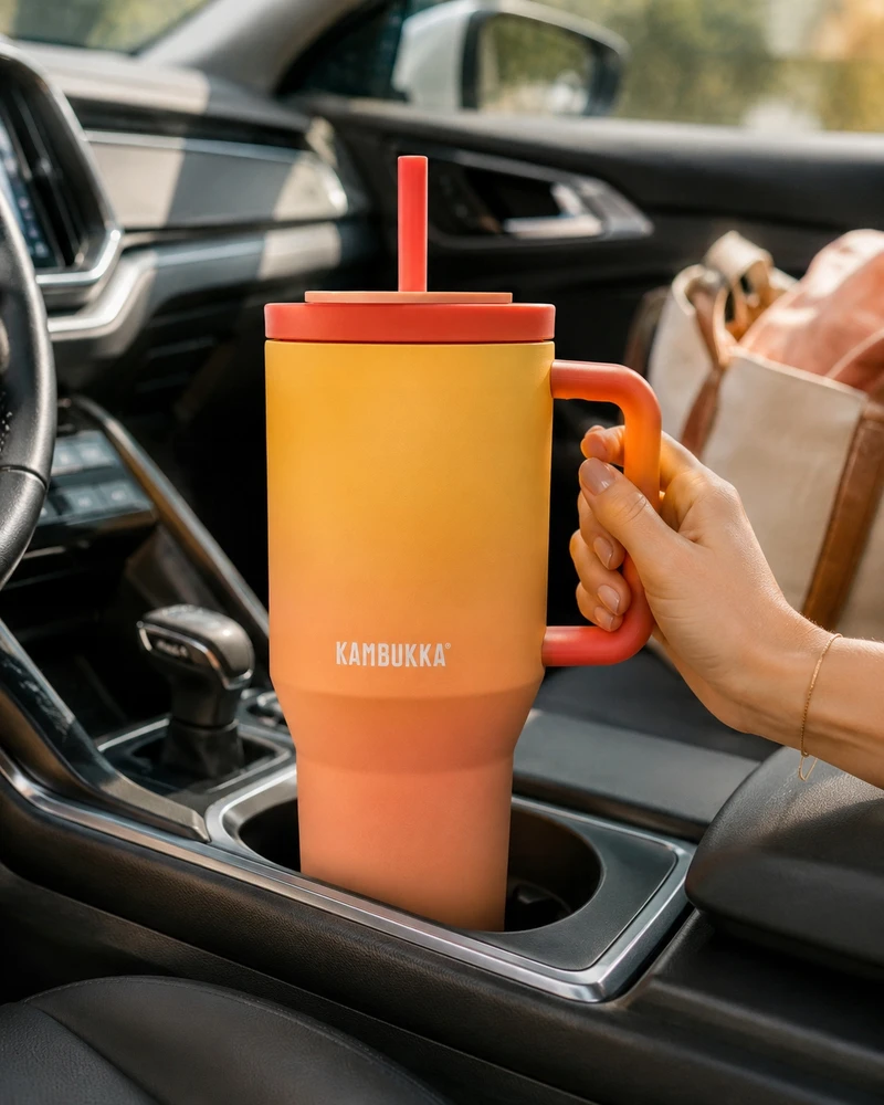 Kambukka Rio Tumbler termopuodelis su šiaudeliais 950ml Soft Sunrise + dėžutė