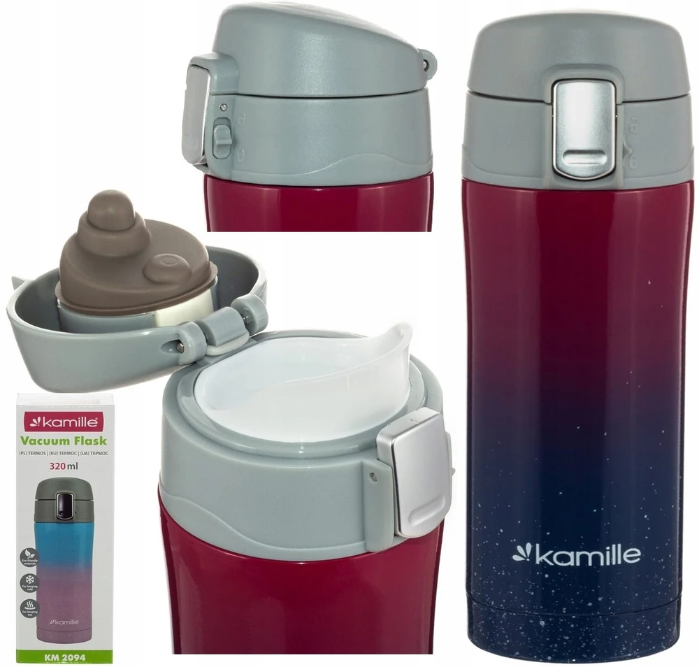 Kamille KM-2094 termo puodelis, 320 ml, pagamintas iš nerūdijančio plieno