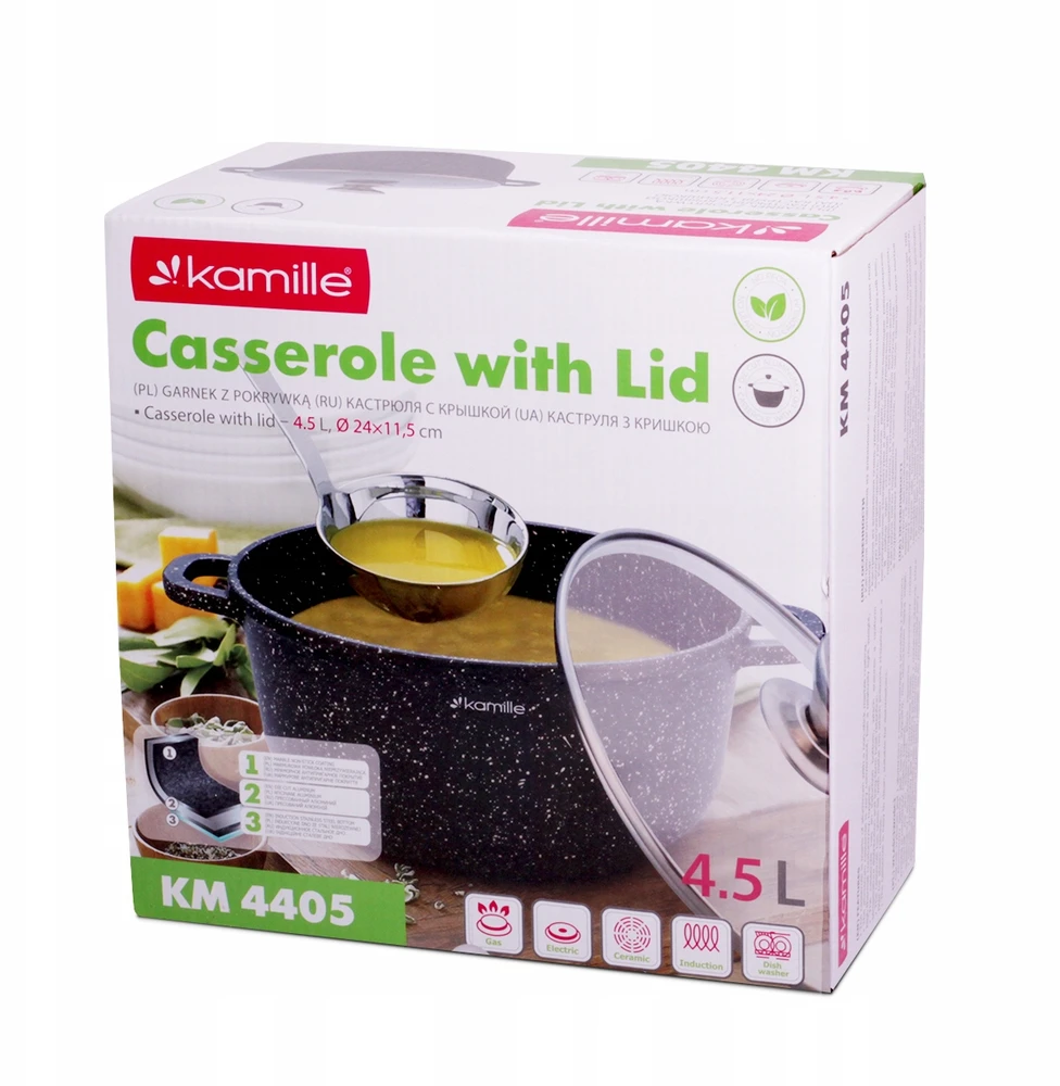 Puodas 4,5 L su marmuro danga KAMILLE 4405