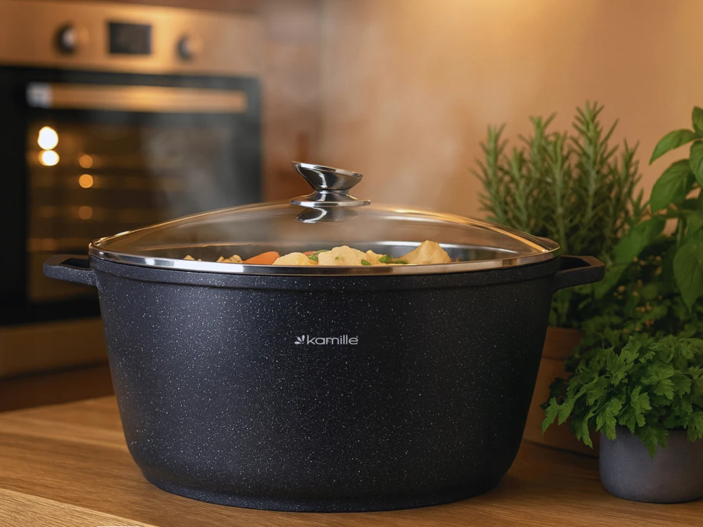 Kamille PUODAS 36cm 13,5L TRADICINIS AKMENIS SU DANGIU DUJŲ INDUKTACIJA