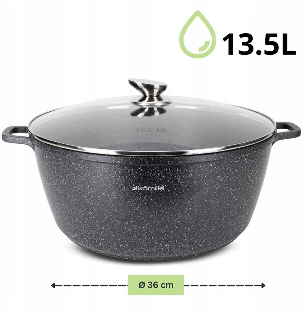 Kamille PUODAS 36cm 13,5L TRADICINIS AKMENIS SU DANGIU DUJŲ INDUKTACIJA