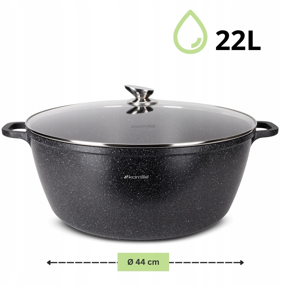 Kamille PUODAS 44CM 22L TRADICINIS AKMENIS SU DANGIU DUJŲ INDUKTACIJA