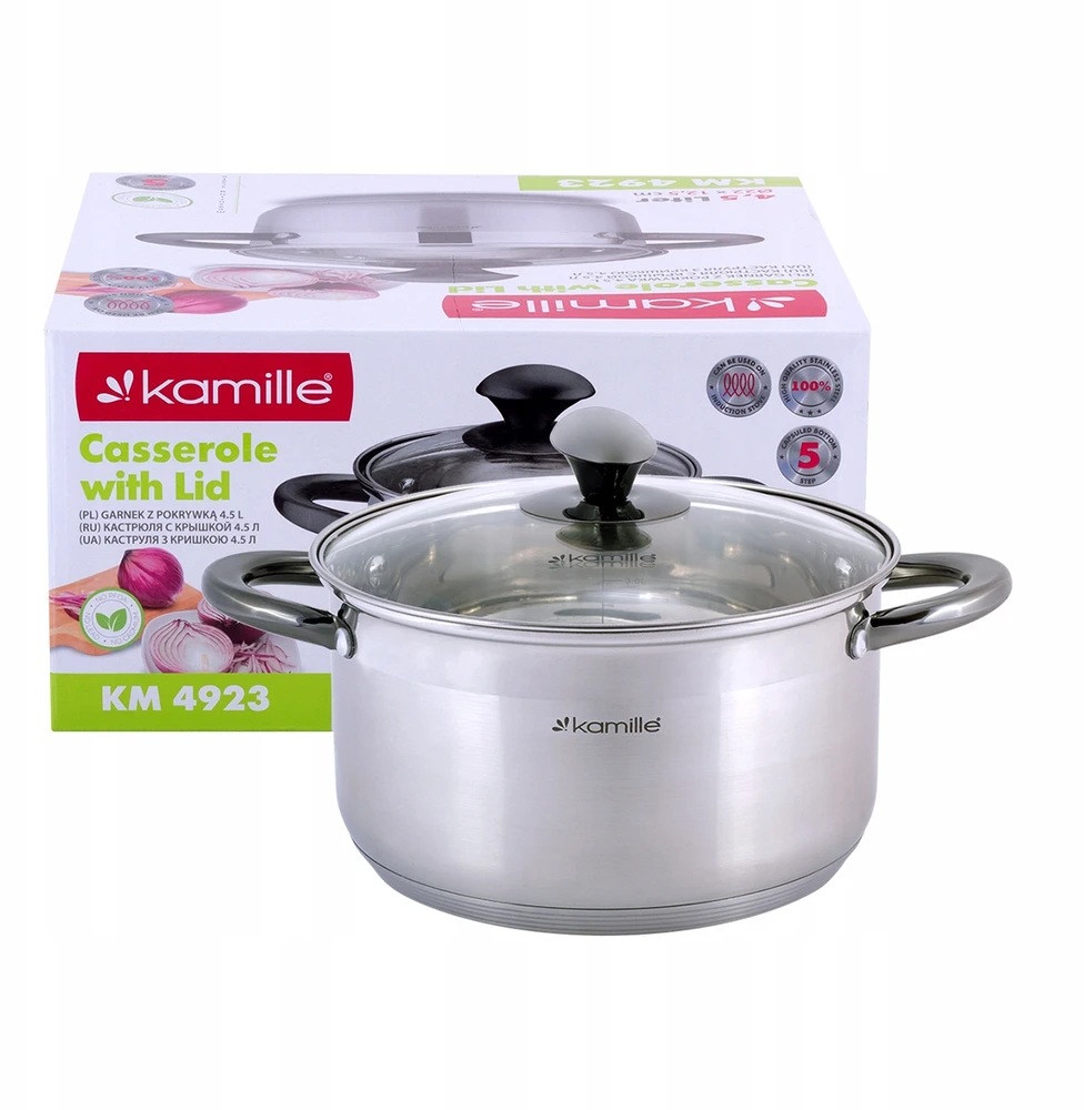 Kamille Puodas su dangčiu 4.5l plieno
