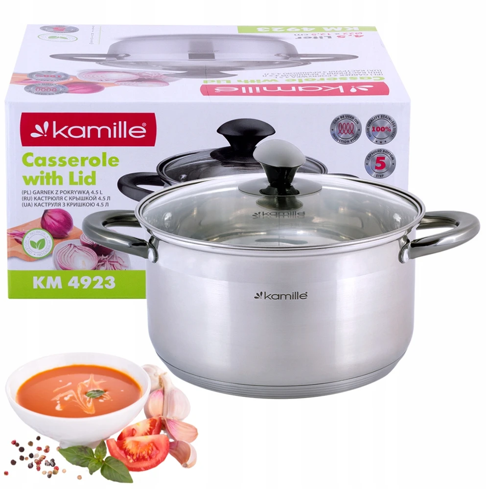 Kamille Puodas su dangčiu 4.5l plieno