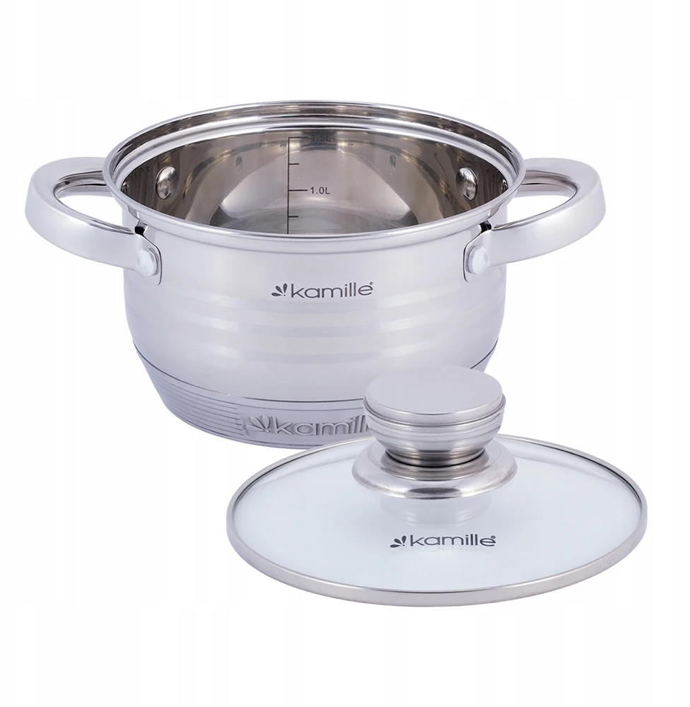 Kamille TRADICINIS PUODAS SU DANGIU 1,5L PLIENINIS 16cm INDUKCINĖS DUJOS