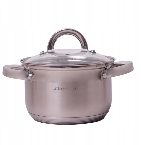 Kamille VIRTUVĖS PUODAS PLIENAS 2.1 LGAZ TRADICINĖ INDUKCIJA 16 CM SU dangteliu