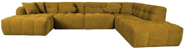 Home4You Kampinė sofa FORTE U-shape, Rudai Geltona, Dešininis Kampas