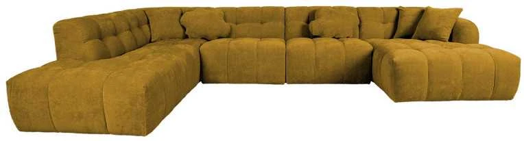 Home4You Kampinė sofa FORTE U-shape Rusvai Geltona, Kairinis Kampas